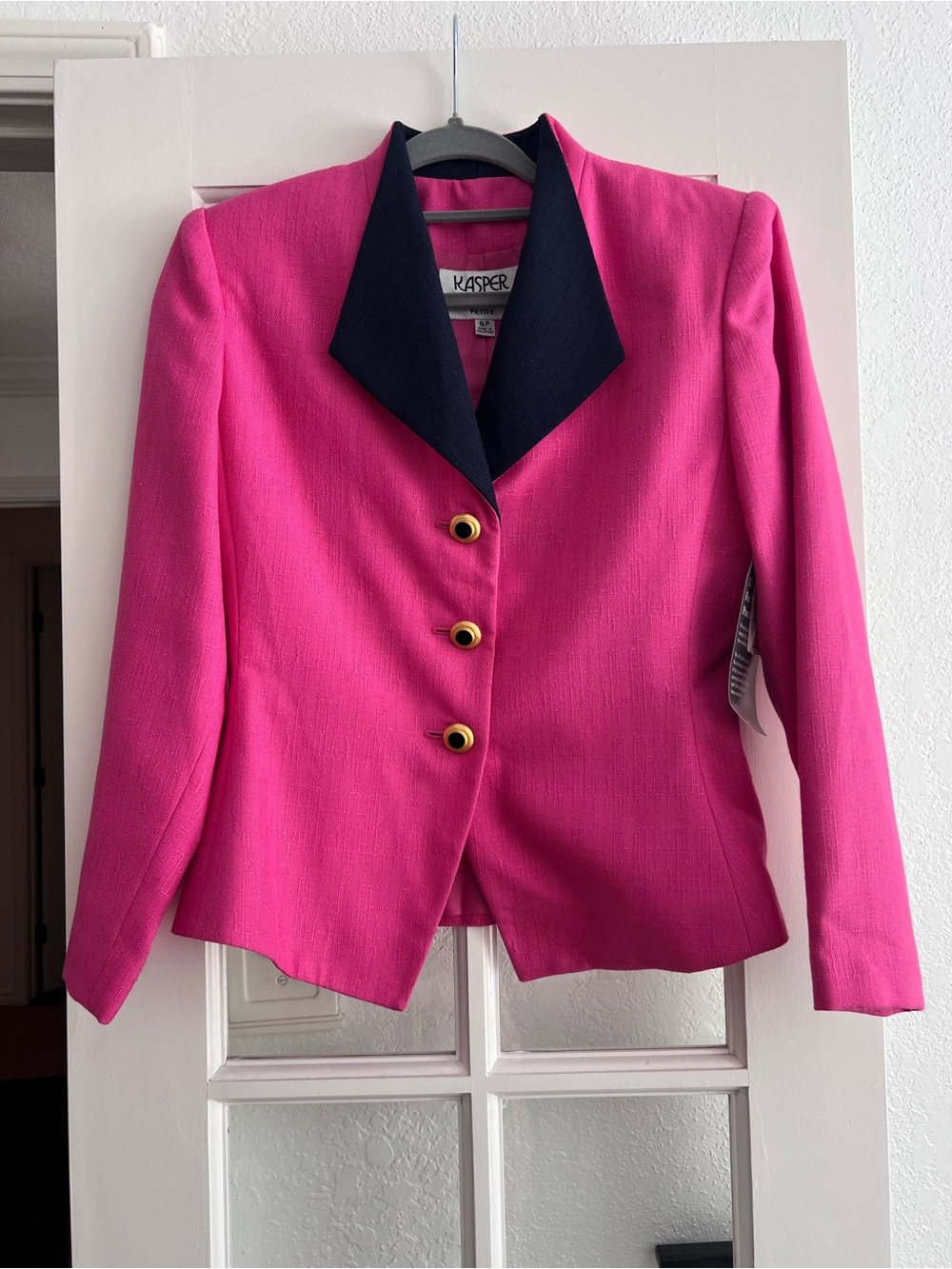 Vintage Kasper Women's Hot Pink Contrast Collar Blazer